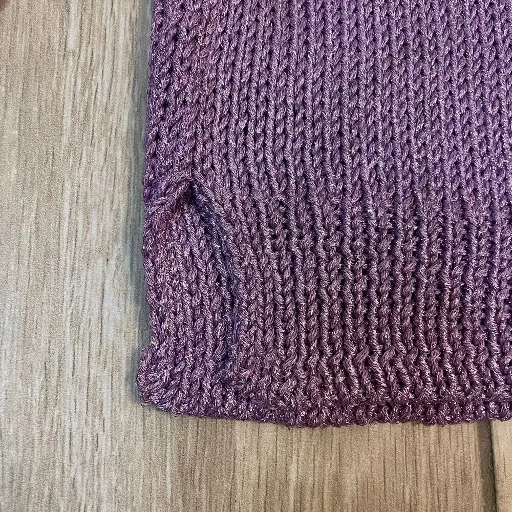 J.Crew Purple Metallic Side Slit Crewneck Sweater Womens Size S Shimmer